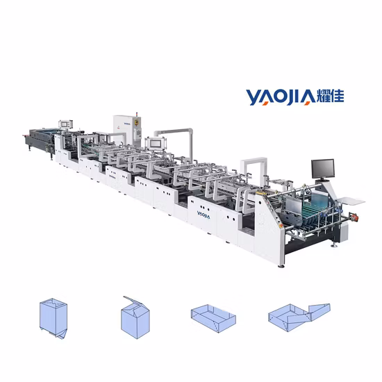Pallets Electric Yaojia China Folder Gluer Stitcher Paper Lid Box Making Machine with Good Service